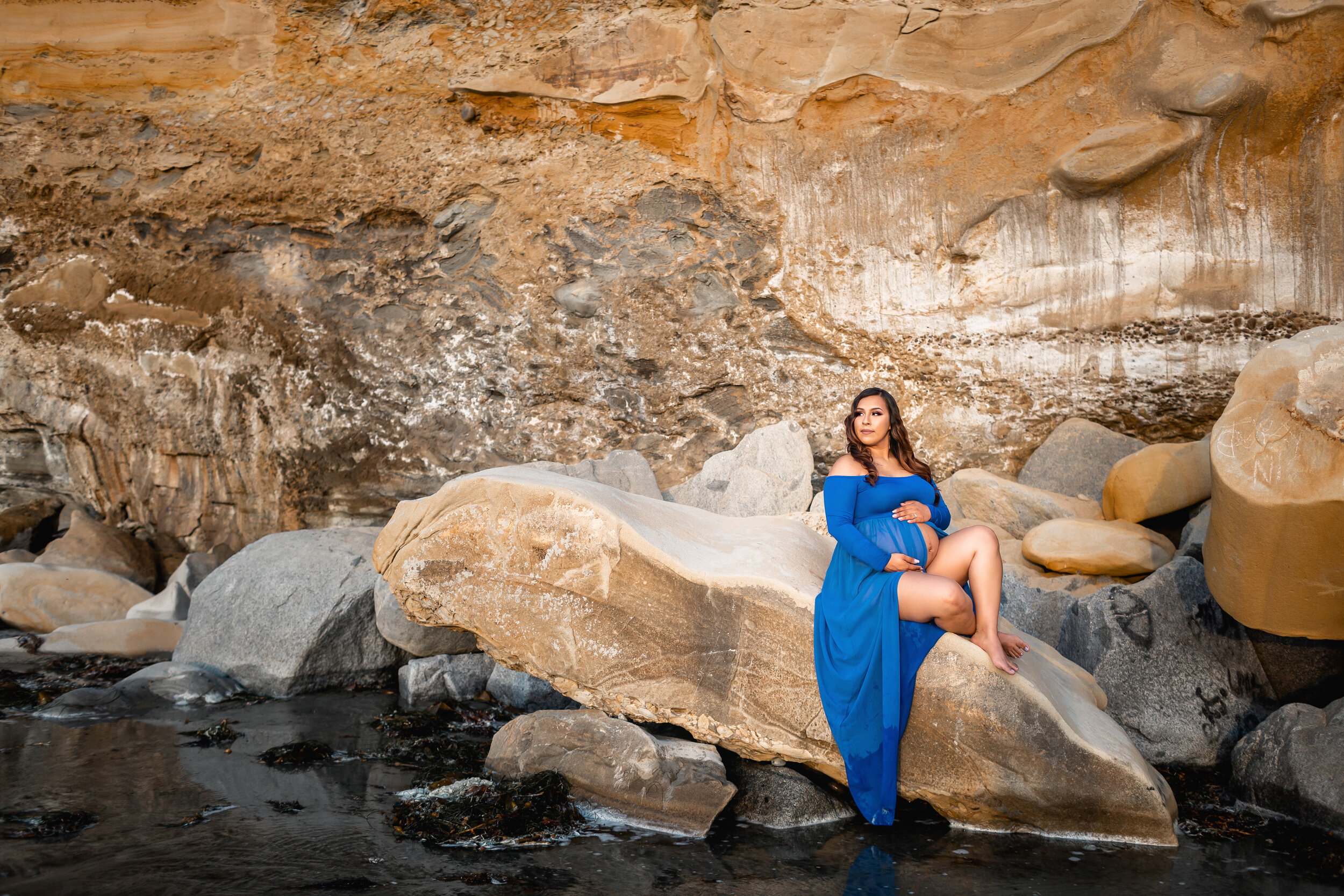 Blue Maternity Dress for San Diego Beach Maternity Pictures