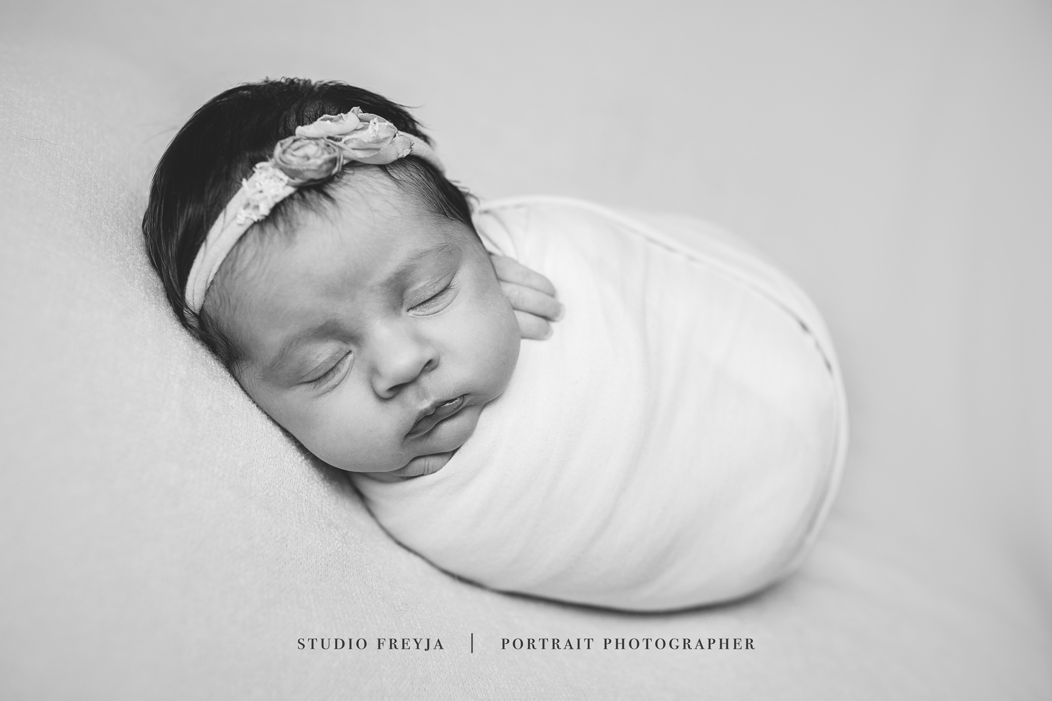 BW Wrapped Newborn Pictures San Diego