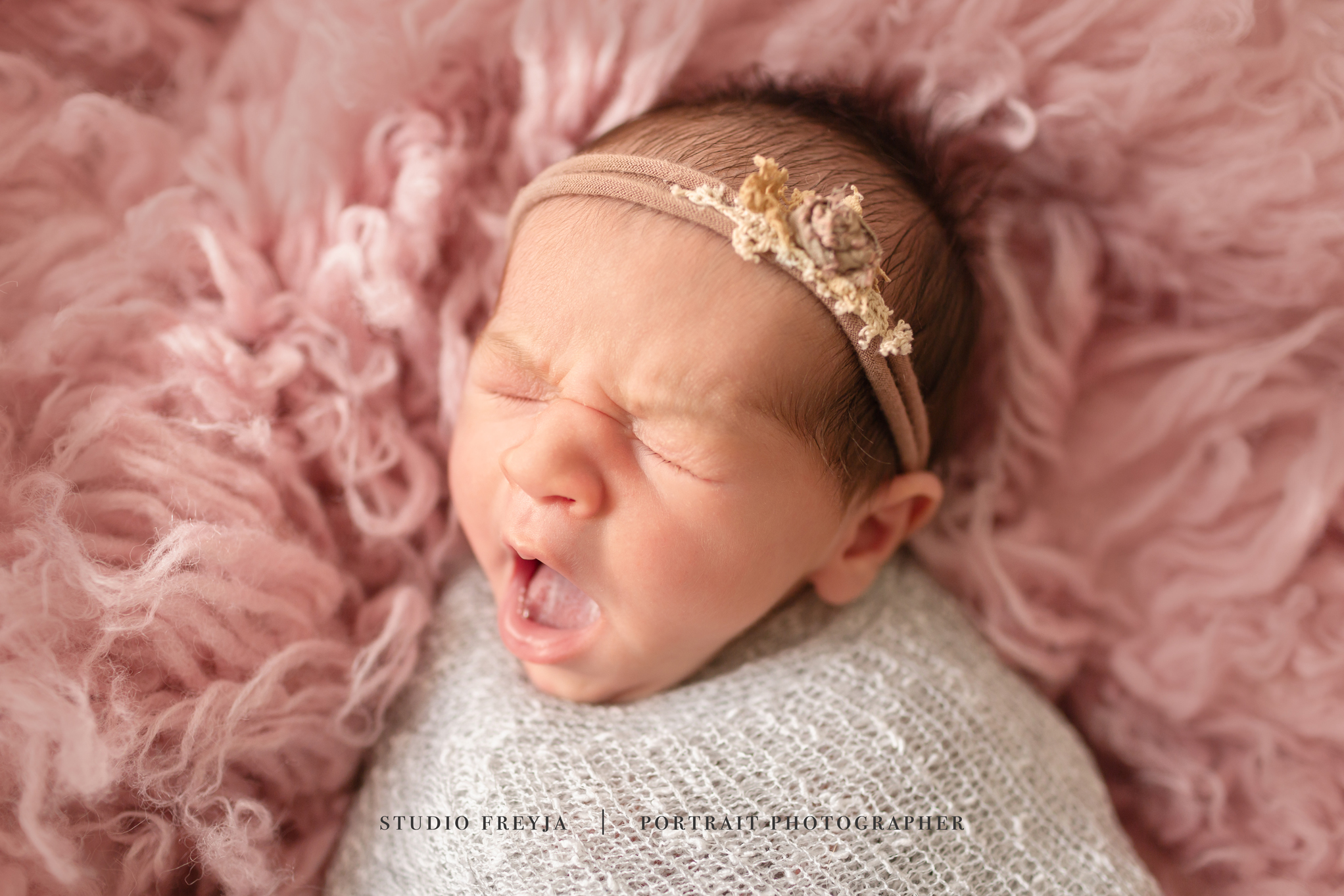 Yawning baby San Diego newborn photographer 