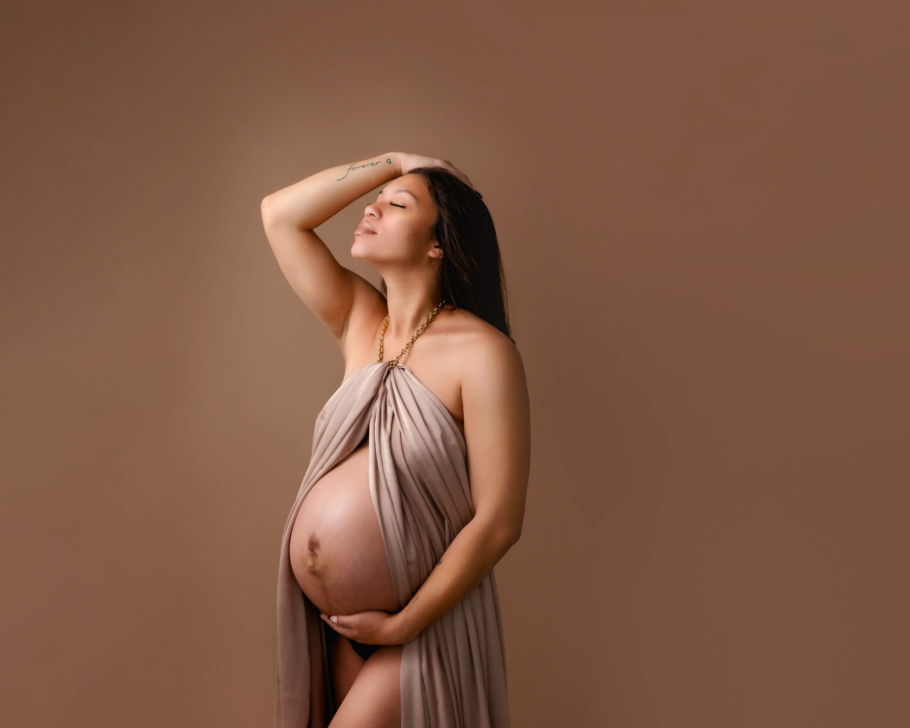 Gorgeous fine art maternity portrait in La Mesa Photography Studio