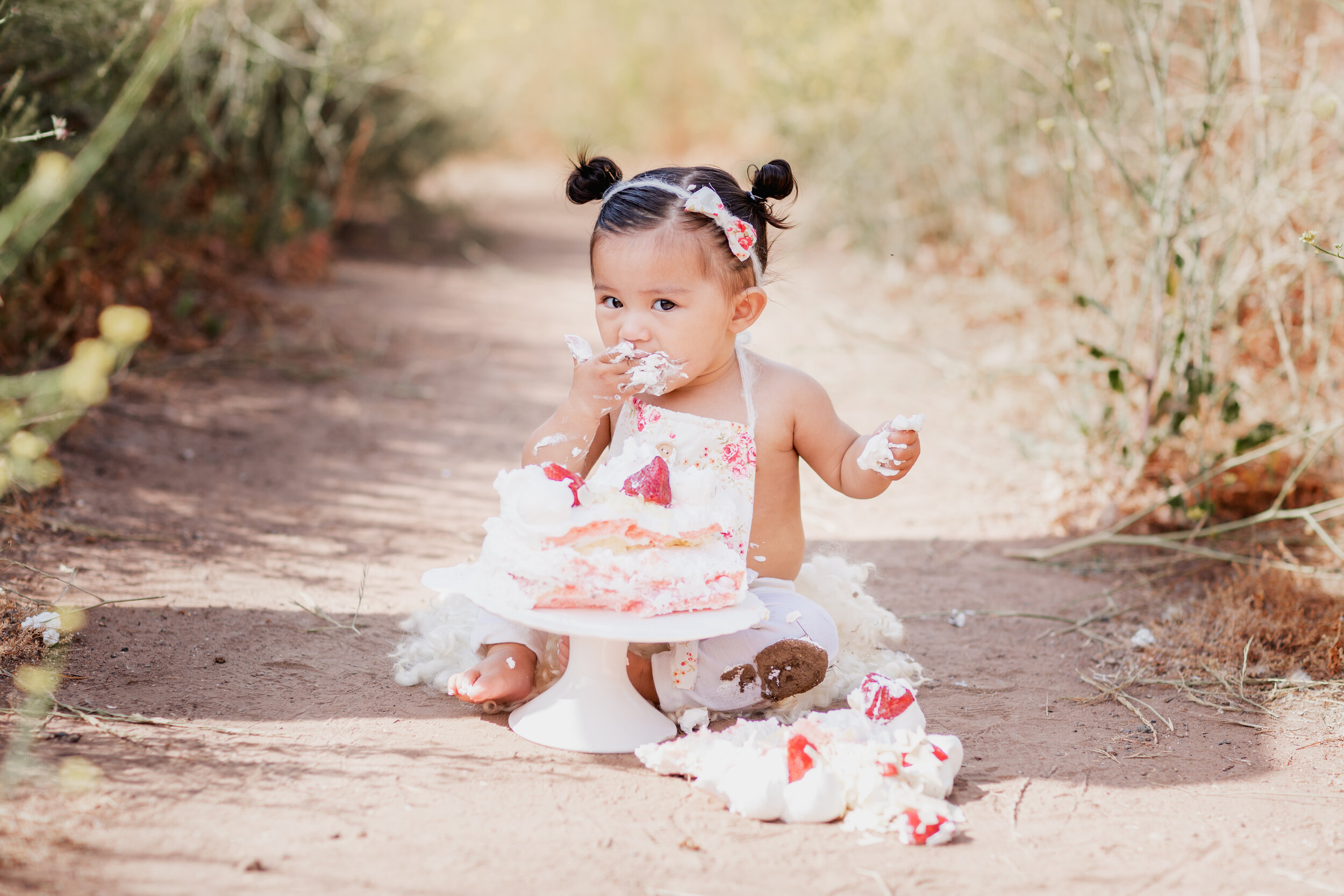 Outdoor Cake smash picture at Mission Trails Regional Park by San Diego Baby Photographer