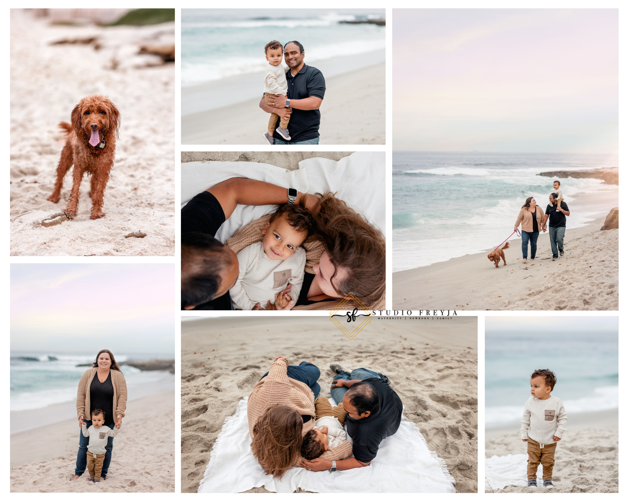 Photo Collage of Whispering Sands Sunset Family Pictures created by La Jolla Family Photographer